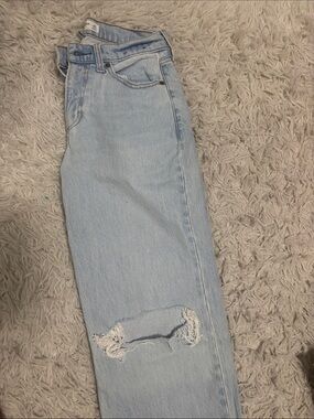 Abercrombie & Fitch Light Blue Straight-Leg Distressed Jeans